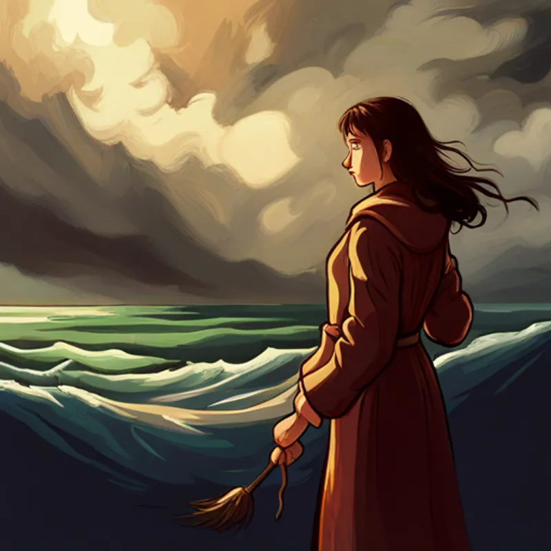 Ilustración del ser del El viento, invisible pero lleno de historias y secretos. escuchando al viento