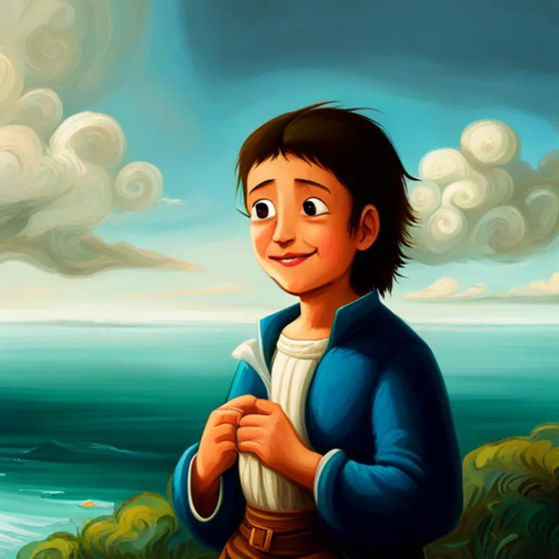El ser del El viento, invisible pero lleno de historias y secretos. sonriendo mientras escucha al viento