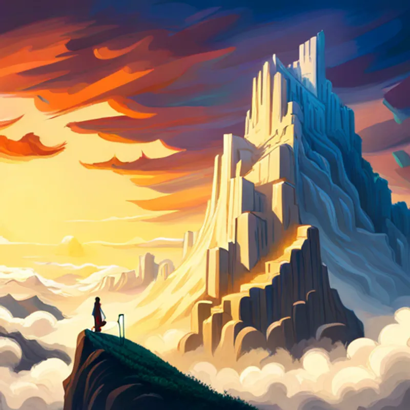 El ser del El viento, invisible pero lleno de historias y secretos. usando su magia para dispersar las nubes sobre la montaña mágica