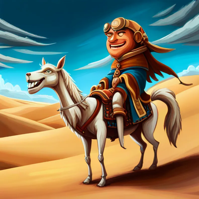 El ser del El viento, invisible pero lleno de historias y secretos. sonriente y rodeado de animales del desierto