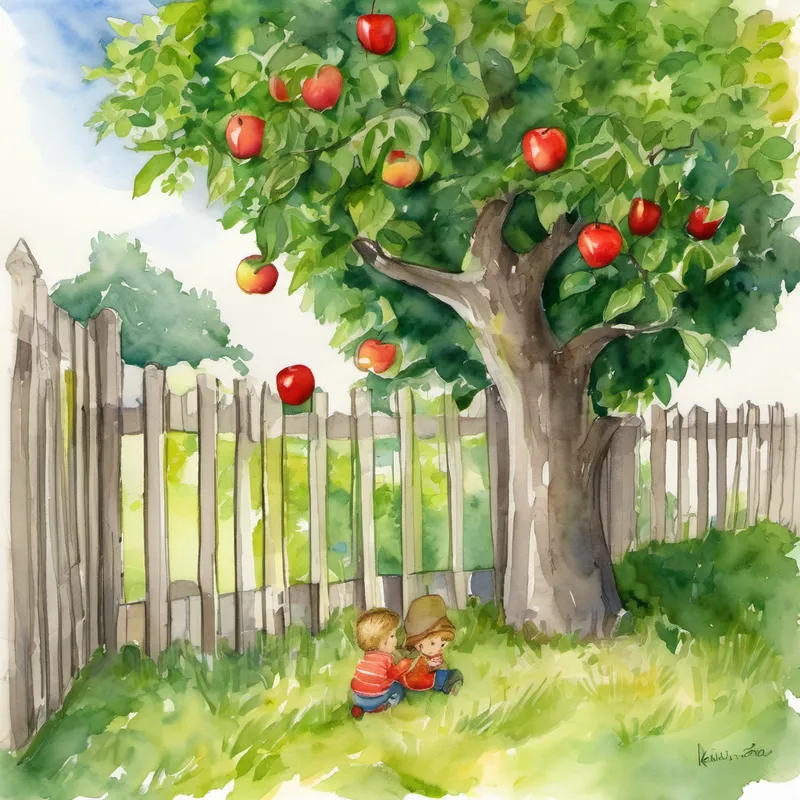 One sunny day, as Kaison and Emma played in their backyard, they spotted a delicious-looking apple tree just beyond their fence. Kaison's mouth watered at the thought of biting into one of those juicy apples, but there was a problem. The tree belonged to their grumpy neighbor, Mr. Jenkins. Now, Mr. Jenkins wasn't particularly fond of children and didn't like anyone trespassing on his property. But Kaison was determined to have an apple from the tree, even if it meant breaking the rules.