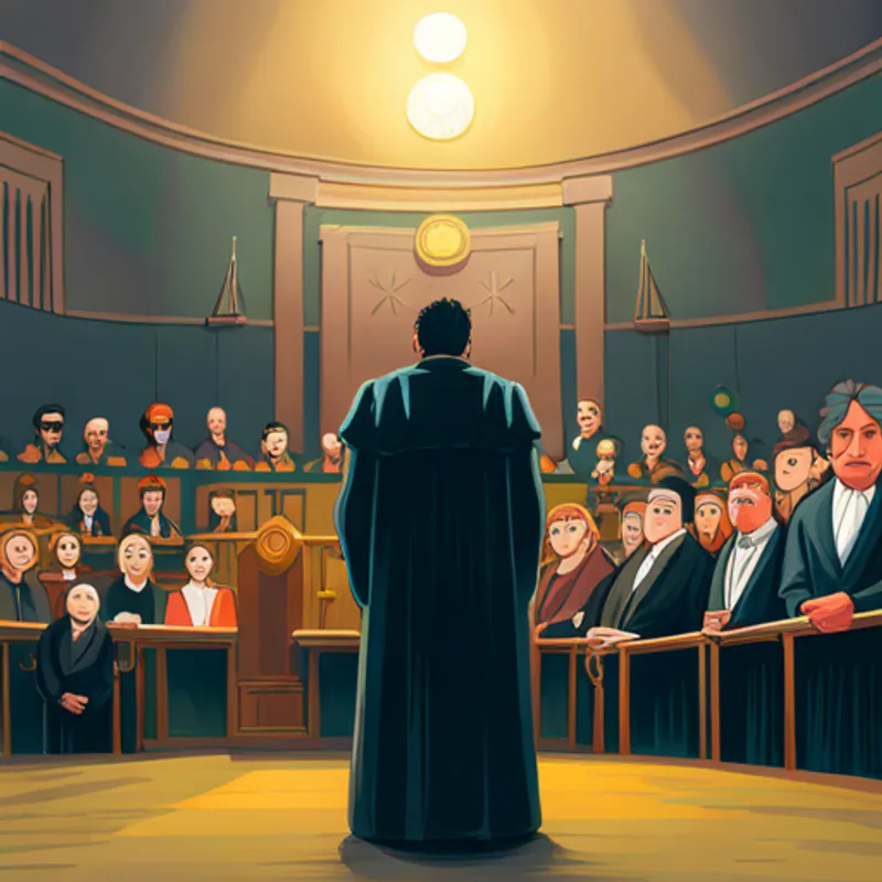 The giant standing before the judge in court