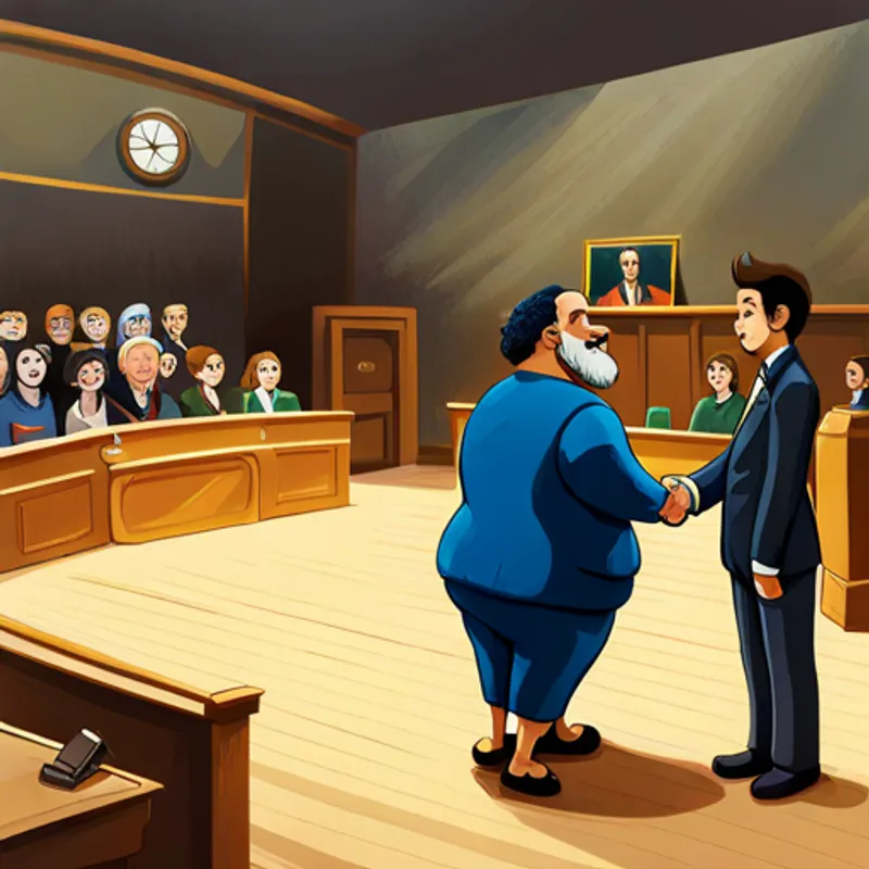 The giant and Jack shaking hands in court