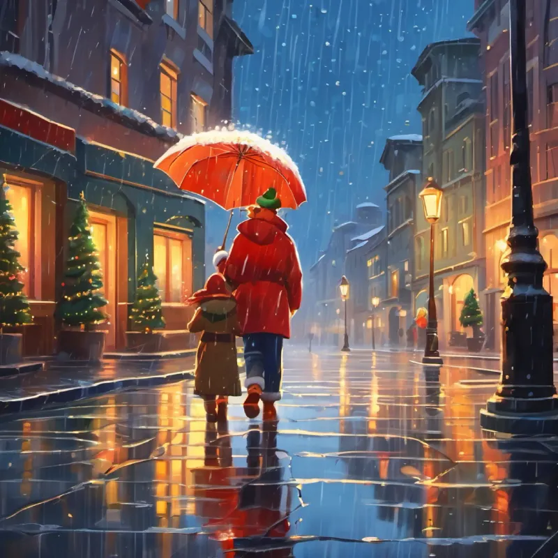 Unexpected rainfall starts during their exploration.