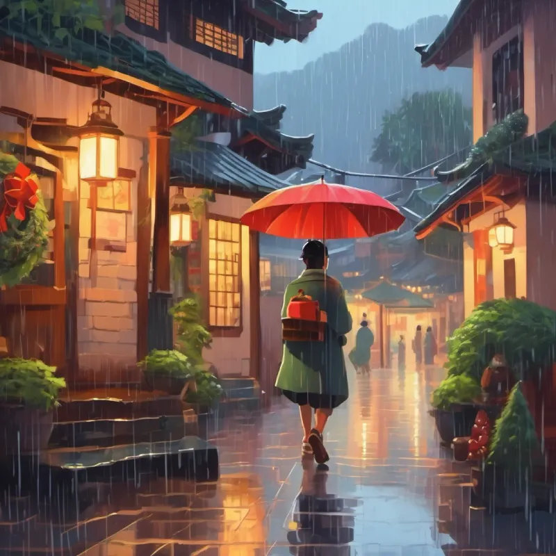 Ploi Saai accidentally leaves Tuay Fu behind in the rain.