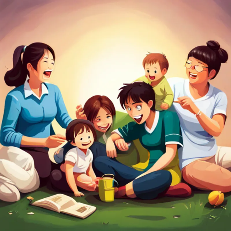 A joyful family laughing and playing with baby Fay