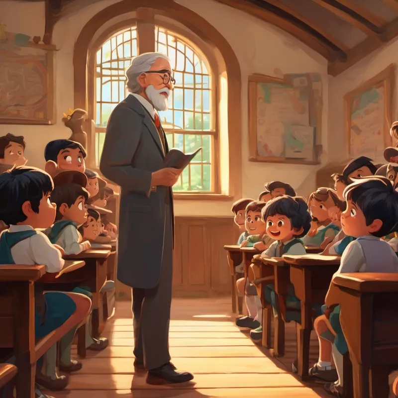 El profesor hablando con los niños en el aula