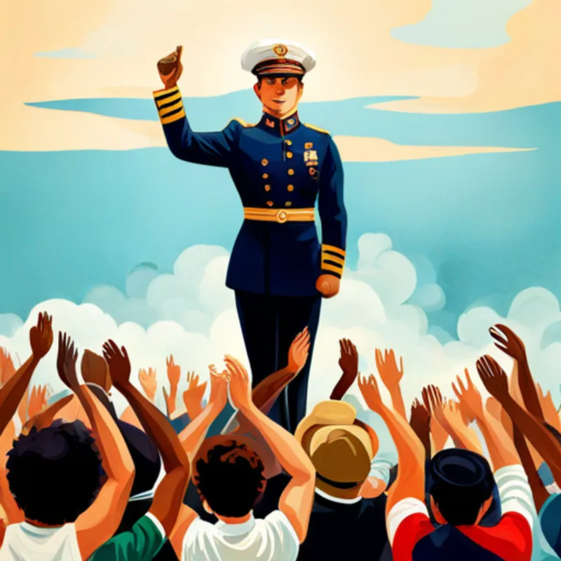 Crowd applauds Captain Coverage, recognizing his bravery