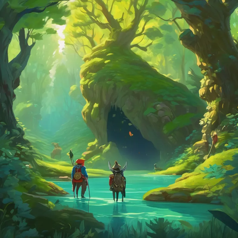Guardians in the Hidden Hollow with forest creatures