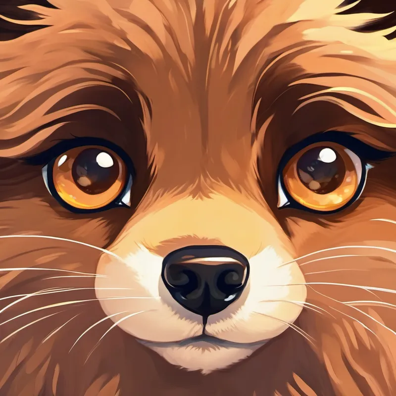 Gentle brown eyes, sparkling fur with brown eyes and sparkling fur