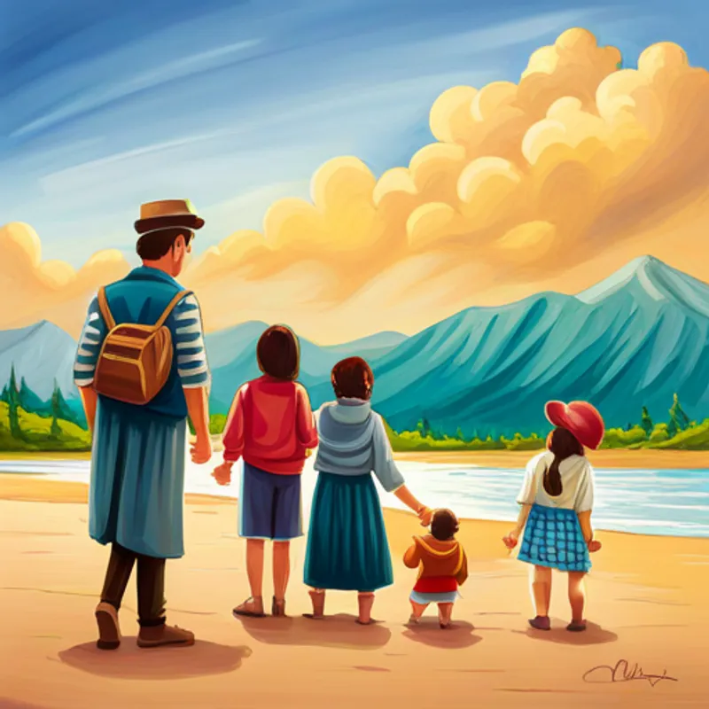 El niño recogiendo cultivos con su familia