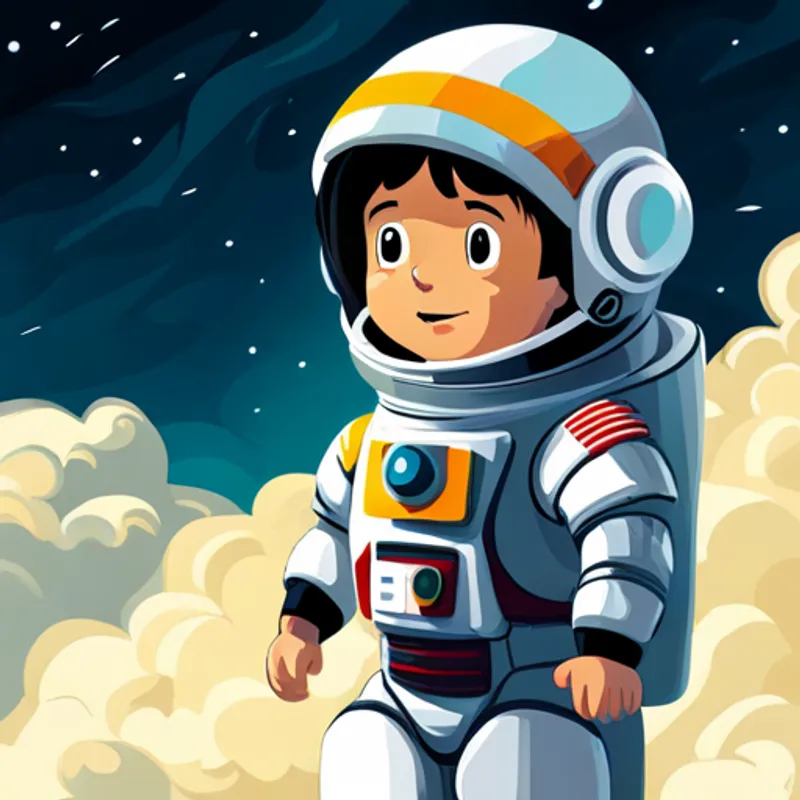 El astronauta niño hablando a una audiencia