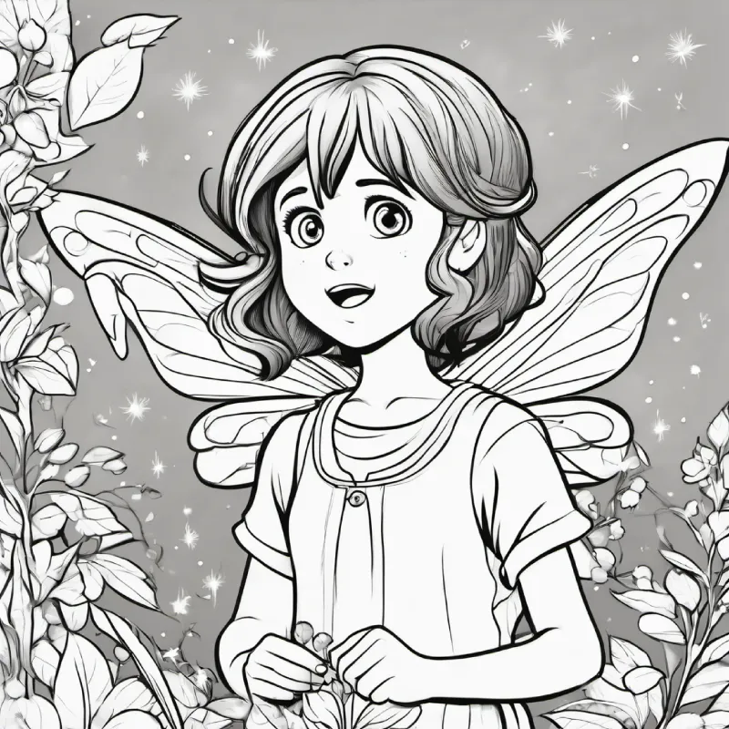 girl, brown hair, blue eyes's surprised reaction to meeting a fairy for the first time.