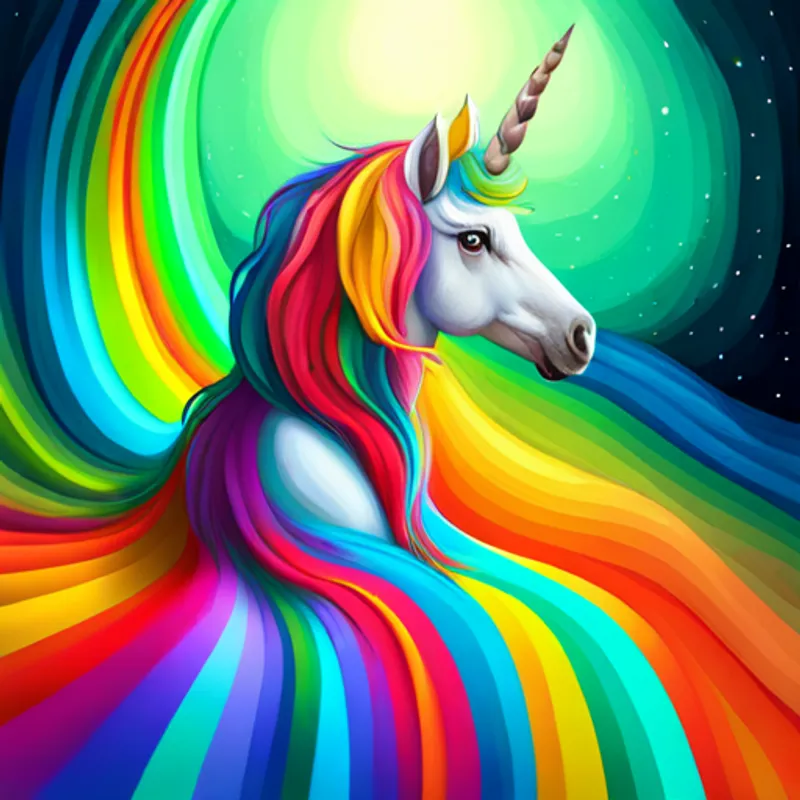 Friendly unicorn with rainbow-colored mane the unicorn with a rainbow-colored mane
