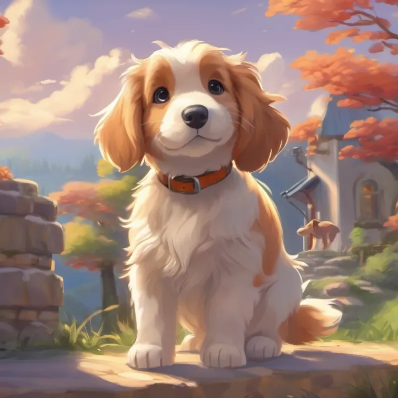 Puppy waving goodbye to his friends Mittens and Sunny.