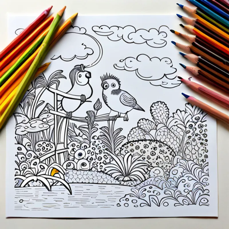 Polly the parrot and Timmy in the garden