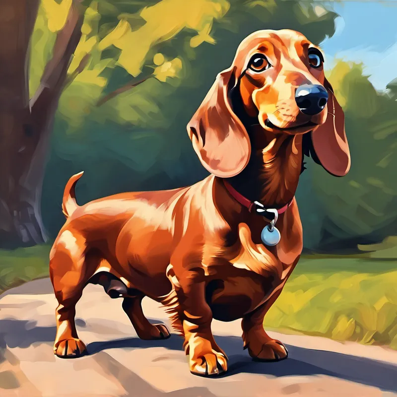 Perrita dachshund peluda, color café, muy tierna