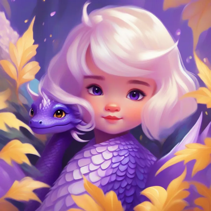 Enna - blonde hair, lively and bright, Lili - black hair, thoughtful and kind, and Sparkle - purple scales, adorable baby dragon face challenges but stay honest - courage colors