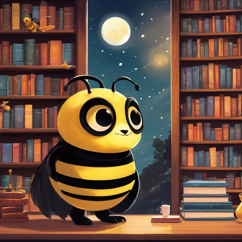 Lily's eyes widened with excitement. She had always loved stories and was eager to uncover the magical tales tucked within the store's cozy corners. Mr. Bumblebee led her to a dusty bookshelf that seemed to shimmer with a golden glow. "This special shelf holds the books of imagination," Mr. Bumblebee explained. "Inside, stories come alive, and the reader becomes part of the adventure."