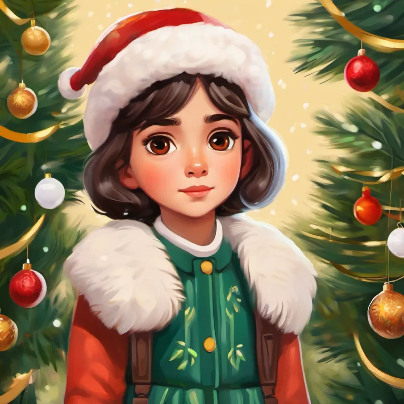 Un día claro, Niña, cabello castaño, ojos marrones, piel clara, lleva casco contempla el jardín soleado