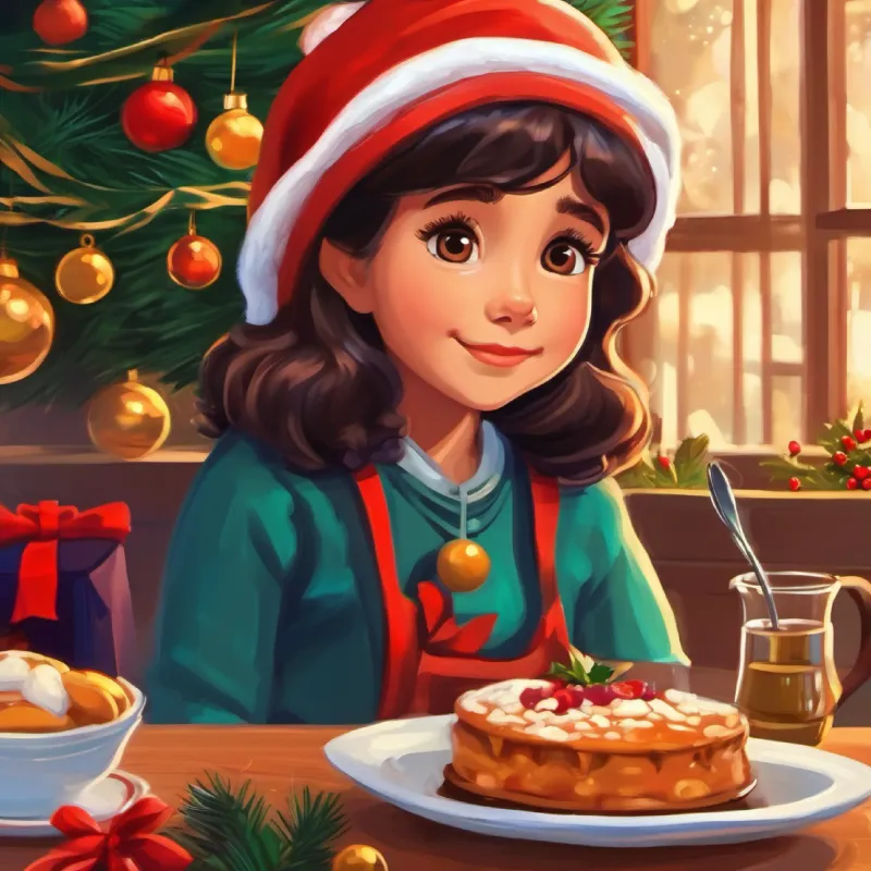 Los padres de Niña, cabello castaño, ojos marrones, piel clara, lleva casco felices en el desayuno