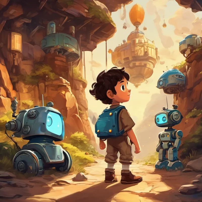 Once upon a time, there was a little boy named Enes. Enes lived in a world filled with robots. Everywhere he looked, there were robots of all shapes and sizes. Enes loved robots and always dreamed of going on adventures with them. One day, his dream came true!