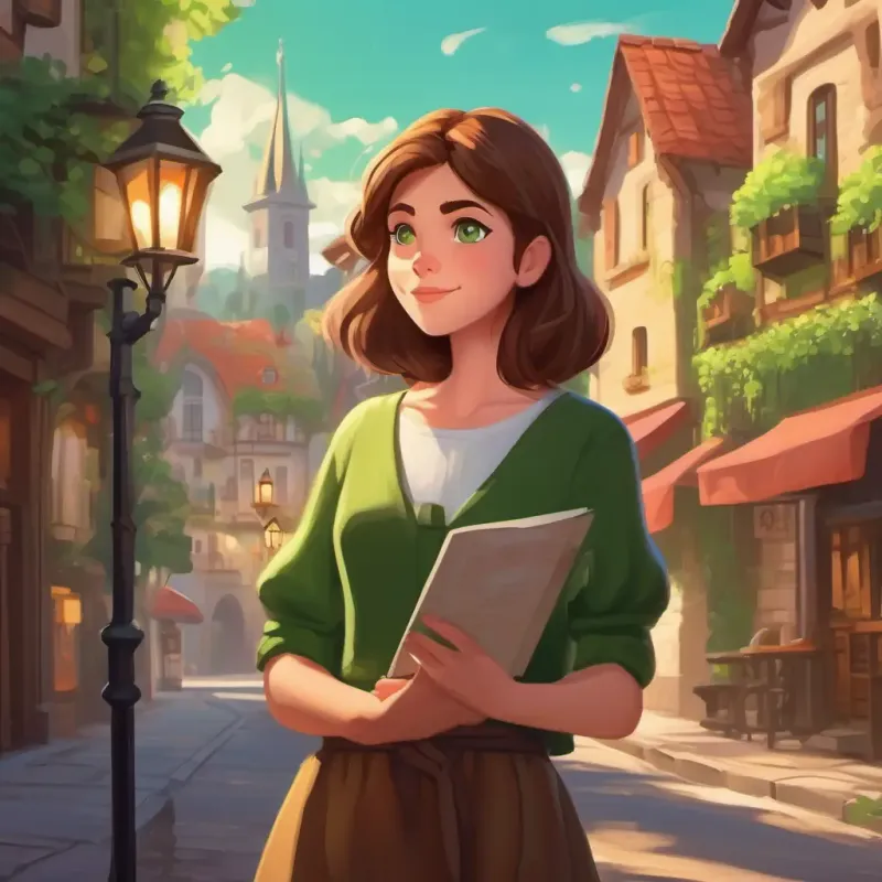 Introduction to Brown hair, green eyes, adventurous spirit and her dislike for reading, town setting
