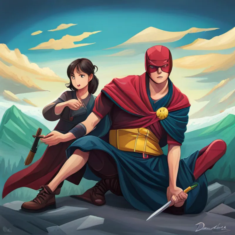 Derekini protects Daredevil from the angry villagers