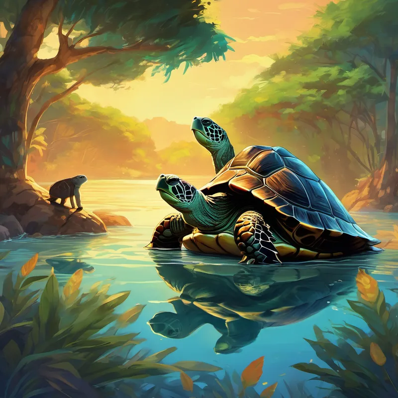 After hours of searching, the turtle family was finally found. They were scared and tired, but with the help of 'Leader of the Pack' and the animal community, they were safely reunited.