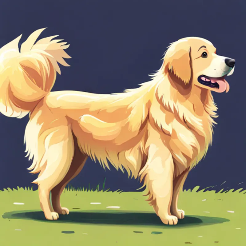 Golden Retriever with a wagging tail and fluffy coat happily transforms back into a wagging dog