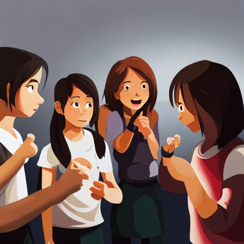 Girl and friends playing a game with gestures