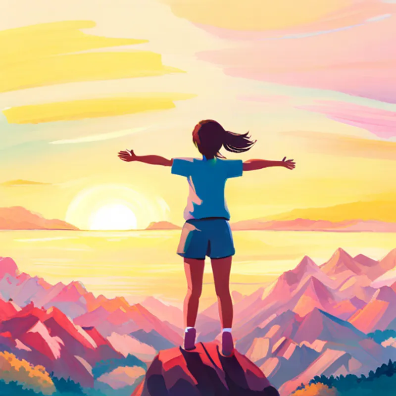Girl with open arms, embracing the world