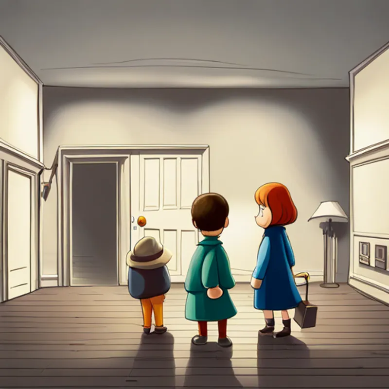 Friends explore the spooky house and look for clues