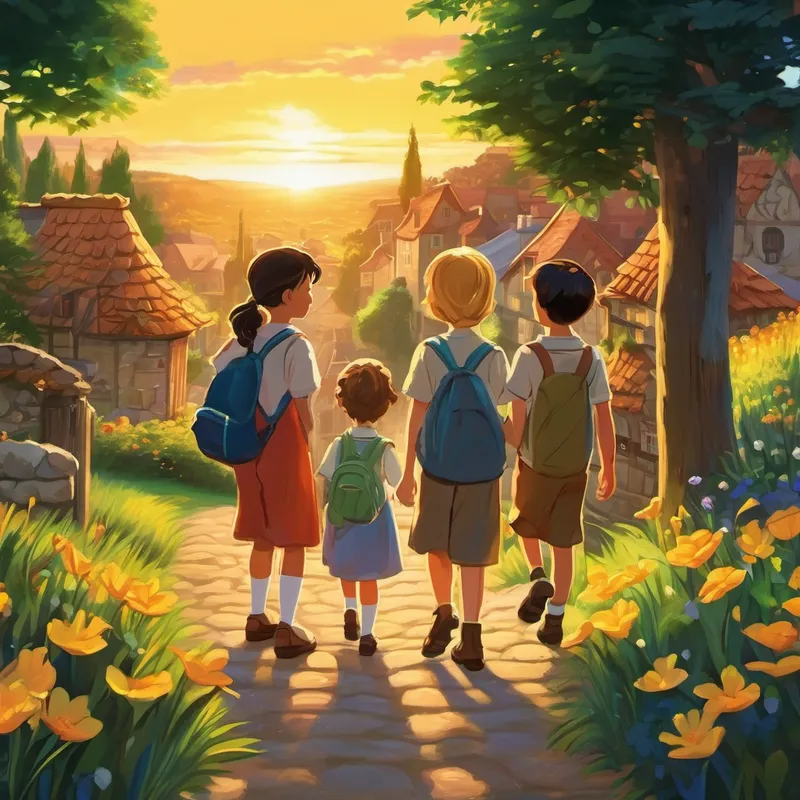 One day, as the sun was setting and casting a golden glow over the village, Lily gathered her friends together and said, "I am so grateful for all the wonderful times we've shared and all the things we've learned. Let's promise to always remember these life values and carry them in our hearts as we grow older." Thomas and the other children nodded with big smiles on their faces. They knew that Lily had been right all along, age should never be a barrier to friendship or learning important life values. From that day forward, they vowed to be inclusive, empathetic, grateful, and honest every day of their lives.