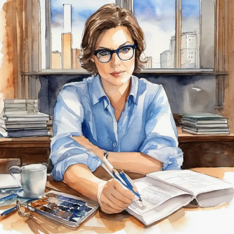 Introduction to Key analyst, brown hair, glasses, sharp blue eyes, morning alarm, preparation for the day.