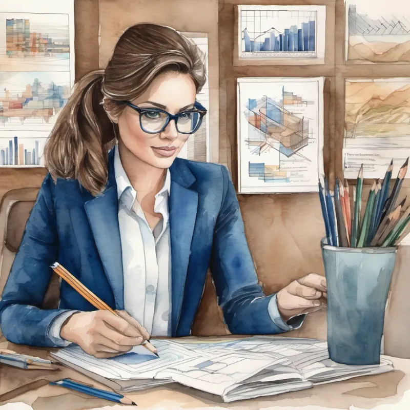 Key analyst, brown hair, glasses, sharp blue eyes analyzing market trends for commodities, searching for patterns.