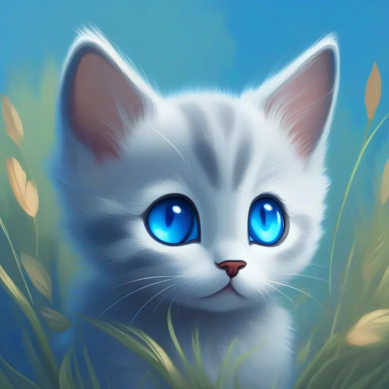 A sad A small gray kitten with bright blue eyes. calling for her mother.