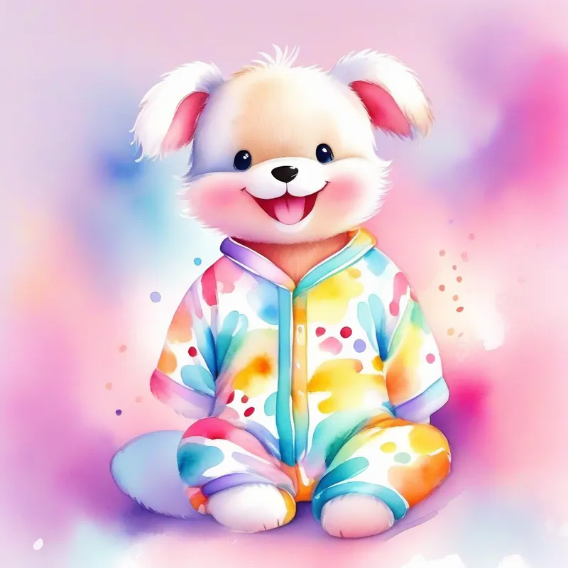 Cheerful, with a bright smile, colorful pajamas with a bright smile, colorful pajamas