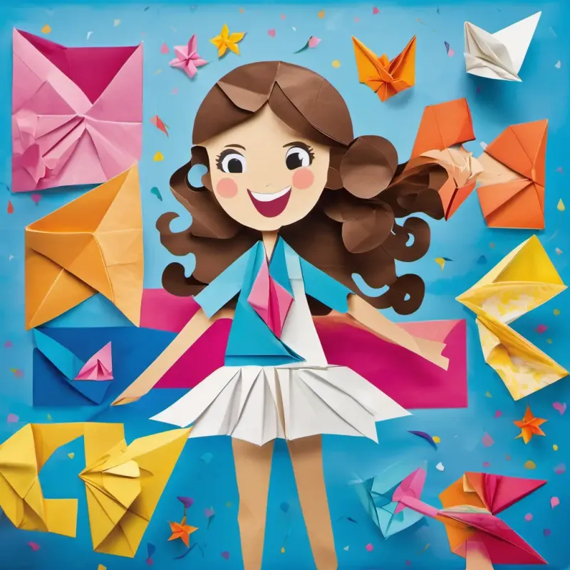 A picture of Lily has curly brown hair, bright blue eyes, and a big smile and her friends dancing and saying the letter sounds.