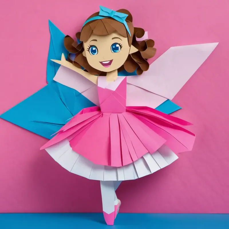 A picture of Lily has curly brown hair, bright blue eyes, and a big smile in her pink ballerina outfit, looking excited and nervous.