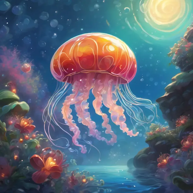 The baby jellyfish starting a new day, filled with excitement to explore the sky once more.