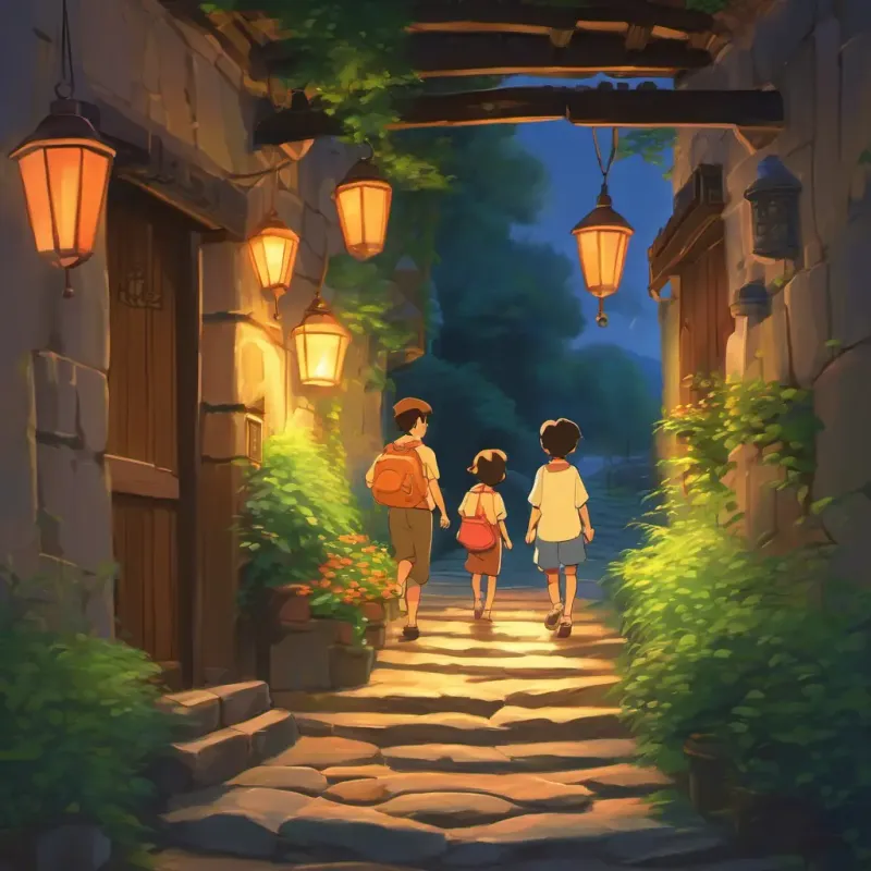 The family tiptoeing through the dimly lit passage, their hearts pounding, and the echoes of their footsteps bouncing off the walls.