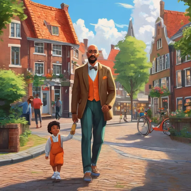 Once upon a time, in a small town in the Netherlands, there lived a man named Darryl. He was the father of three wonderful children, named Lily, Max, and Sophie. Darryl was originally from Suriname, a beautiful country in South America, but he had lived in the Netherlands his entire life. He was a tall and skinny man, with a shiny bald head. Darryl loved playing basketball in his free time, and he always wore fancy suits to work at the bank. But do you know what he liked to wear underneath his fancy suits? Sneakers! That's right, Darryl loved the comfort of sneakers.