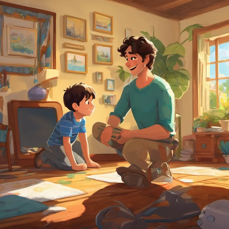 One sunny day, as Darryl was getting ready for work, his youngest son Max came into his room. Max was a curious little boy with a big imagination. He looked up at his dad and asked with a mischievous smile, 'Dad, can I grow my hair to see how it would look?' Darryl chuckled and replied, 'Why not, Max? It's always fun to try something new!' Max's eyes sparkled with excitement, and he couldn't wait to see how his hair would change.