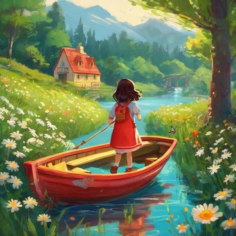 Excitedly, Laila agreed, and together, they set off on an enchanting adventure. They strolled through a meadow blooming with daisies and spotted a colorful signpost. Curious, Laila walked closer and saw the letter 'A' painted on it. Buzzy explained that 'A' was the first letter of the alphabet. As they continued their journey, Laila and Buzzy discovered a babbling brook filled with shimmering fish. Laila noticed a bright red boat floating in the water, painted with the letter 'B.' Buzzy explained that 'B' was the second letter, and they created stories about boats sailing the seven seas.