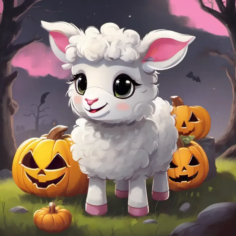 Cute little lamb with a white woolly coat, pink ears, and big innocent eyes standing tall, confidently denying Sly wolf with grey fur, sharp yellow eyes, and a mischievous grin's invitation, while Sly wolf with grey fur, sharp yellow eyes, and a mischievous grin looks disappointed and frustrated.