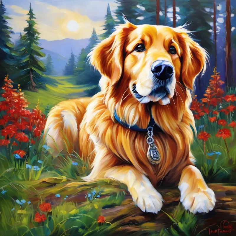 Once upon a time, in a cozy little town, there lived a playful and mischievous dog named Humphrey. He was a golden retriever with twinkling brown eyes and a wagging tail that never seemed to stop. Humphrey loved to explore, especially the vast meadows and enchanting forests that surrounded his home. One sunny afternoon, Humphrey decided to embark on an extraordinary adventure. He knew that deep in the heart of the forest, there was a magical tree that could grant any wish. And so, with his trusty red bandana tied around his neck, Humphrey set off into the unknown.
