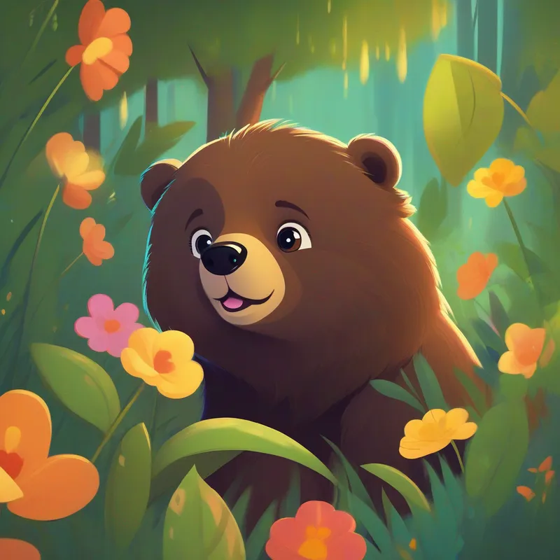 Arun, a playful bear cub with a mischievous glint in his eyes., a playful bear cub with a mischievous glint in his eyes. Anchal, a gentle bear cub with a loving heart., a gentle bear cub with a loving heart.