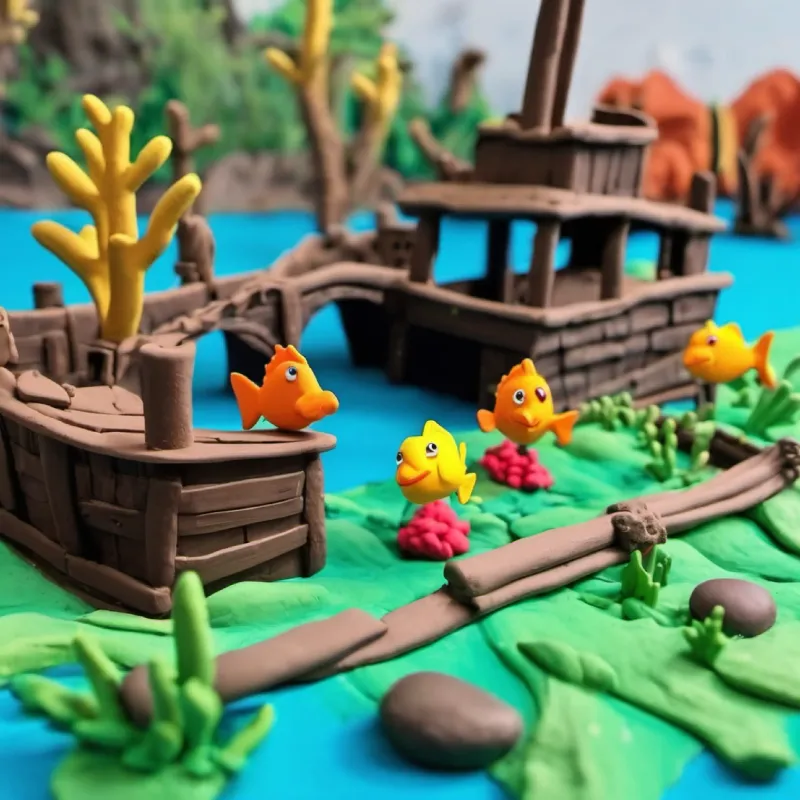 Setting up the game at an underwater shipwreck.