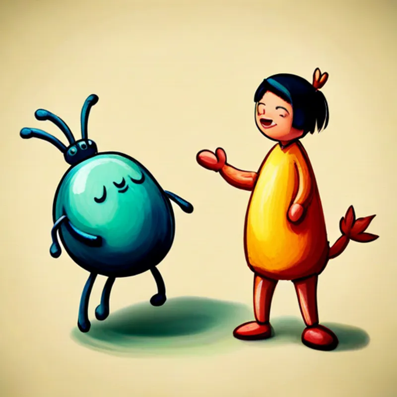 Small tick with a happy smile and tiny legs.'s mama pointing and talking to him